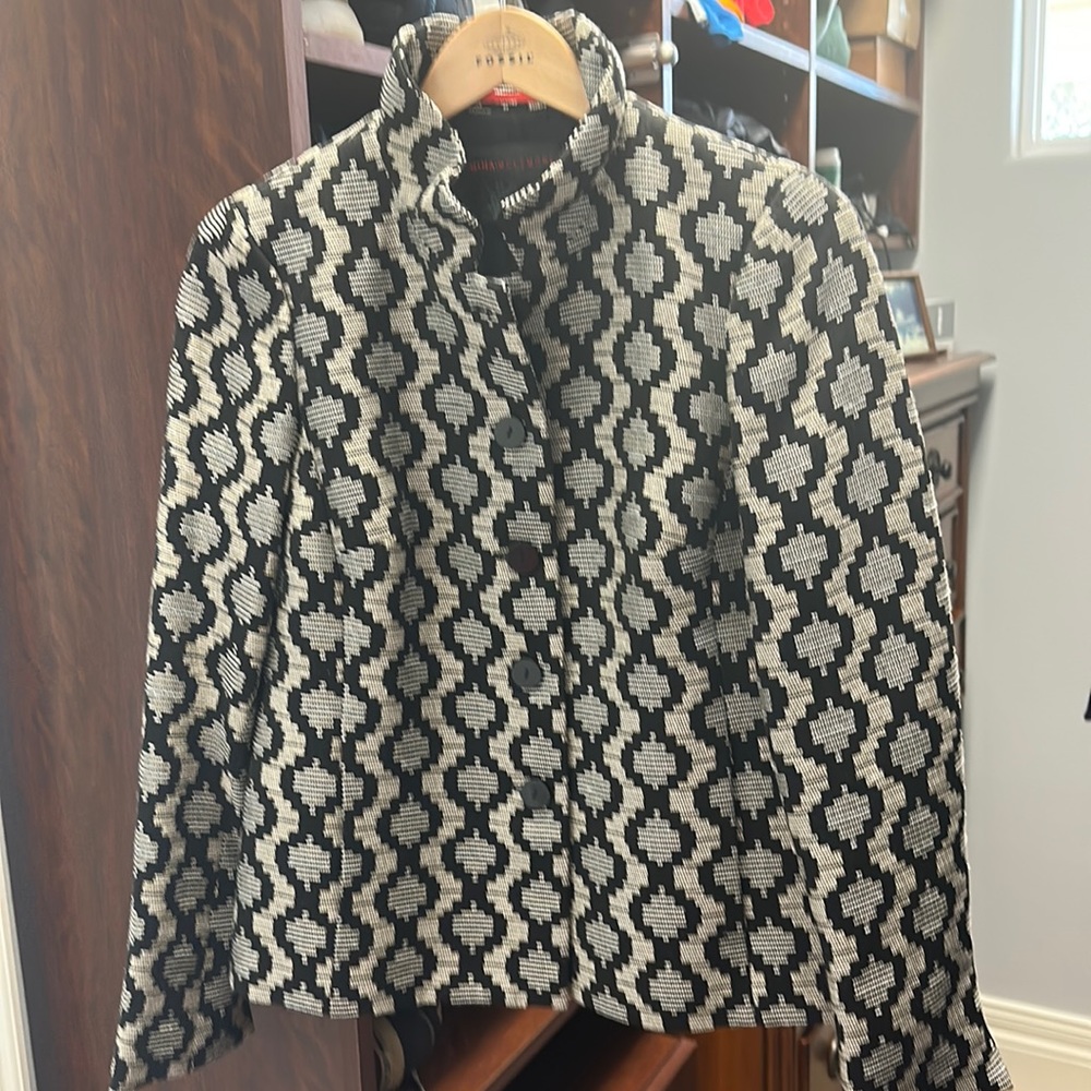 Nina McLemore links jacquard blazer, black & beige, size 4, never worn. $150